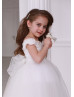 Beaded Off Shoulder Ivory Lace Tulle Flower Girl Dress